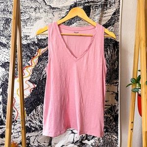 Madewell Whisper Cotton V-Neck Tank in Pink Icing Size M